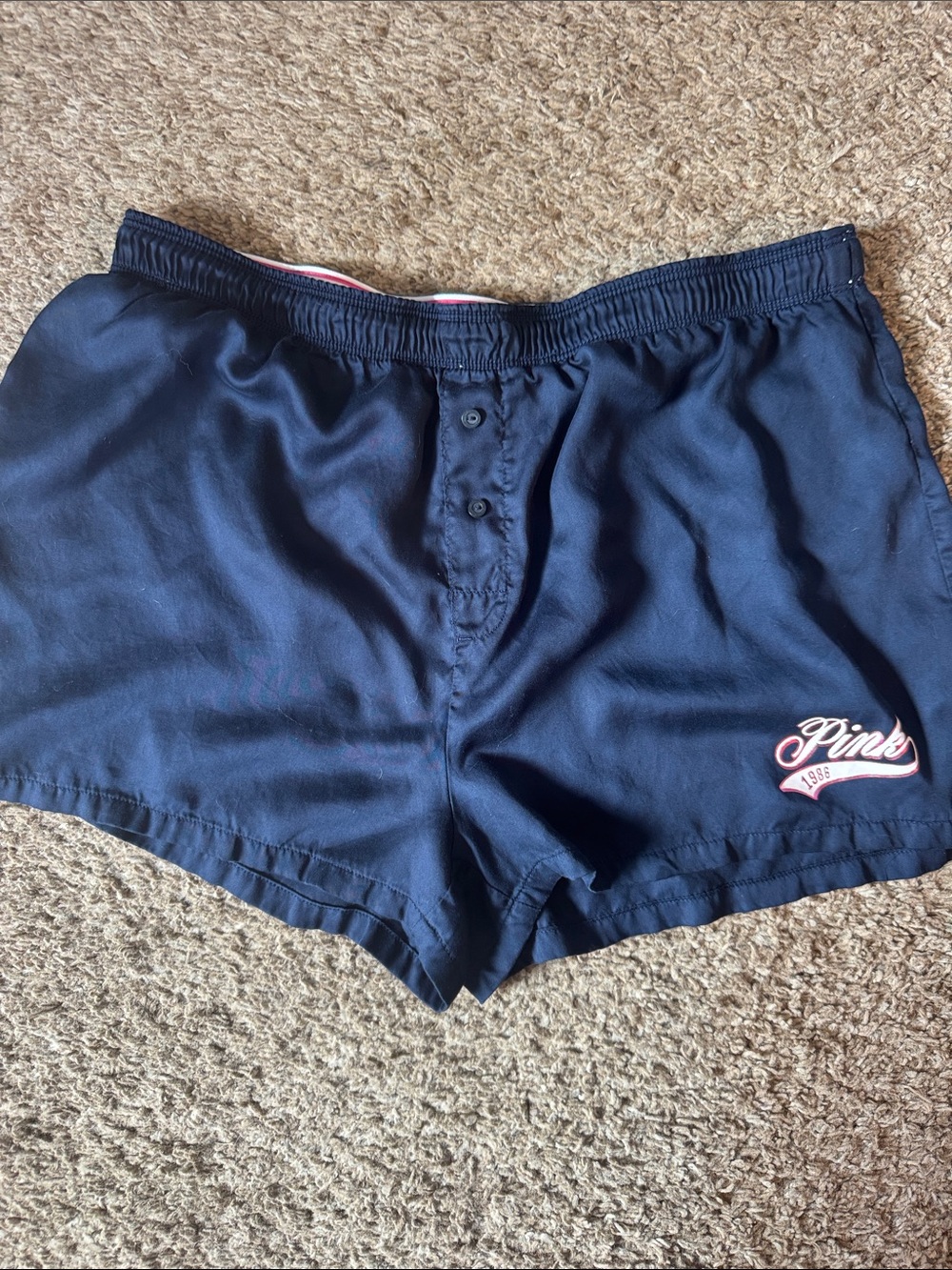 PINK Victoria's Secret Navy Athletic Shorts with Pink Logo